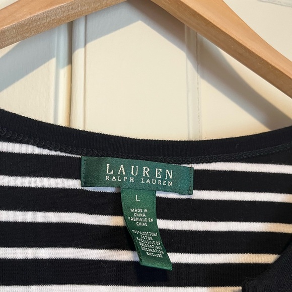 Women’s Lauren Ralph Lauren Cotton Black & White Striped Tee - Picture 3 of 3